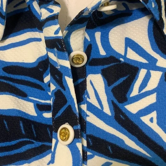 Modern Peck&Peck Dress M Graphic Shirt Shift Casual Blue Black White Collar - Picture 6 of 14